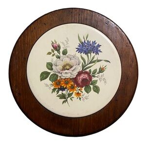 Vintage Woodbury Woodware Round Ceramic Tile Trivet